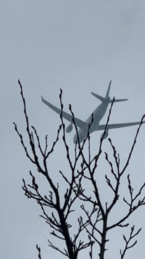 Plane Engine Experiences Small Engine Fire Mid-Flight, Dublin - 11 Feb 2025 Stock Footage 301797093