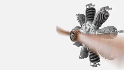 Plane engine performing looping maneuvers, dramatic visuals and empty background Stock Footage 321007924