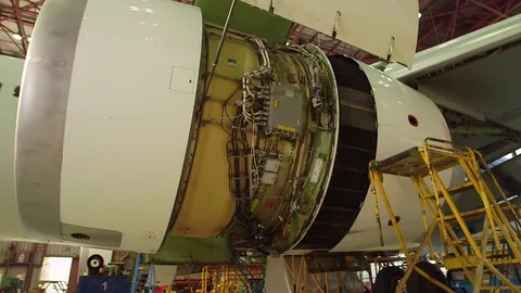 Plane engine side Stock Footage 77129431