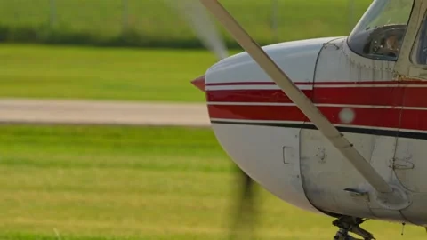Plane engine with working propeller. Dep... | Stock Video | Pond5