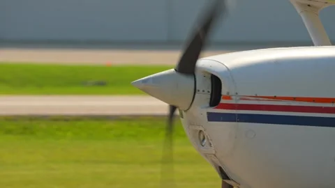 Plane engine with working propeller. Dep... | Stock Video | Pond5