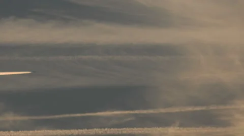 Plane in the evening sky Stock Footage 61199415