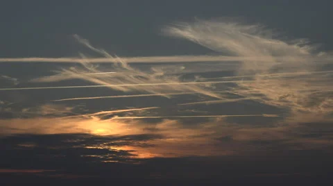 Plane in the evening sky Stock Footage 61199528