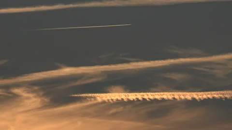 Plane in the evening sky Stock Footage 61199890