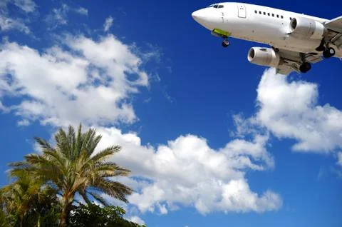 Plane at exotic destination Stock Photos
