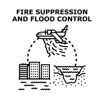 Plane fire suppressing water and flood control system Stock Illustration