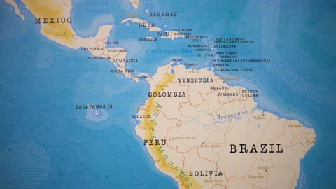 A plane with a flag of Colombia crossing the map. Stock Footage 143981105