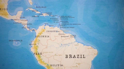 A plane with a flag of Guyana crossing the map. Stock Footage 143981669