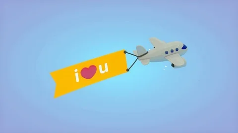 Plane flag ILoveU Stock Footage 72447526
