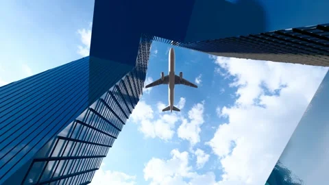 The plane flew over the CCTV headquarters building in Beijing. Vídeo Stock 336365719
