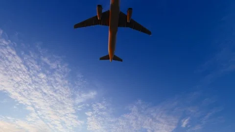 The plane flies across the sky Stock Footage 295404521