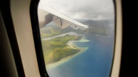 The plane flies and lands over the island of Busuanga. Philippines. Palawan Stock Footage 98346579