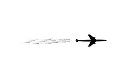 The plane flies and speed lines. Tourism and travel. The waypoint is intended Stock Illustration