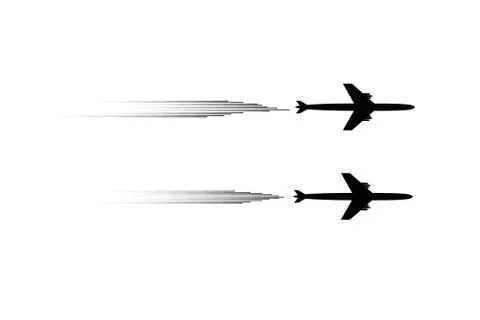 The plane flies and speed lines. Tourism and travel. The waypoint is intended Stock Illustration