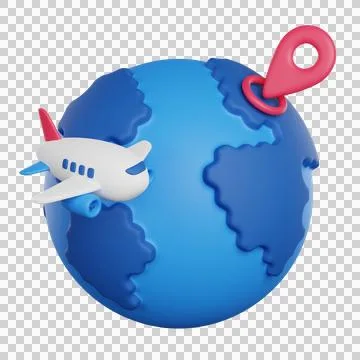 A plane flies around the planet Stock Illustration