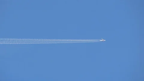 Plane flies in the blue sky. Stock Footage 125709797