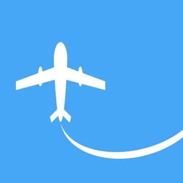 Plane flies in the blue sky vector dizayn.Travel concept. Stock Illustration