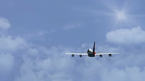 The plane flies in the clouds, loop video Cinemagraph Stock Footage 101981544