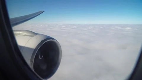 Plane flies into the clouds. turbulence. view from the airplane window Video stock 84510349