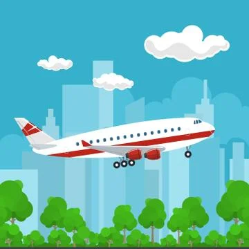 Plane Flies to the East Stock Illustration