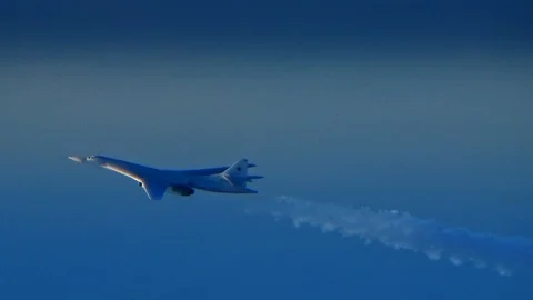 The plane flies to the horizon Stock Footage 101846021