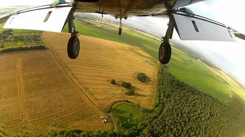 Plane flies landing. Stock Footage 34445956