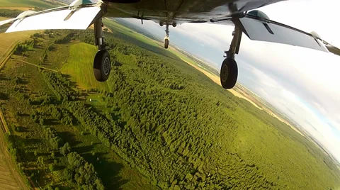 Plane flies landing. Stock Footage 34446377