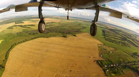 Plane flies landing. Stock Footage 34446384