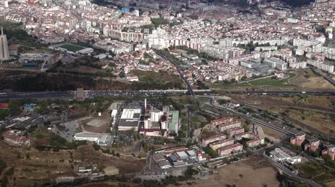 Plane Flies Low Over the City Lisbon 스톡 동영상 54770101