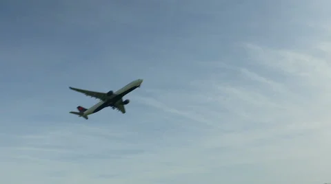 Plane flies overhead on departure Stock Footage 42904749