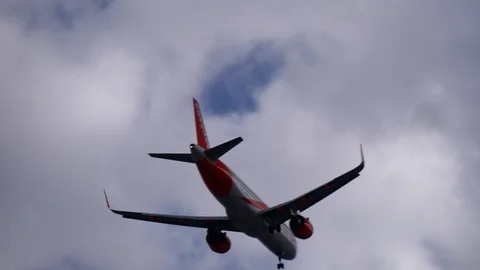 The plane flies overhead. Stock Footage 109385590