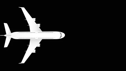 The plane flies past. the top view. cartoon, alpha. 스톡 동영상 133641206
