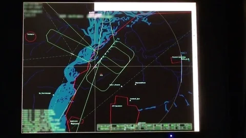 The plane flies on the screen Video stock 78701476