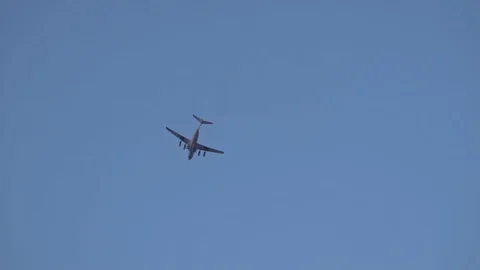 The plane flies in the sky. Stock Footage 89780684