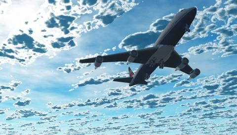 The plane flies in the sky Stock Illustration