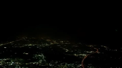 The plane flies slowly over New York City at night Video stock 285255300