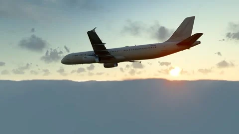 The plane flies through the clouds into the distance Stock Footage 288167749