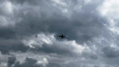 The plane flies through the clouds. Video stock 92198598
