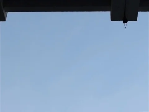 The plane flies through the roof Stock Footage 79597833