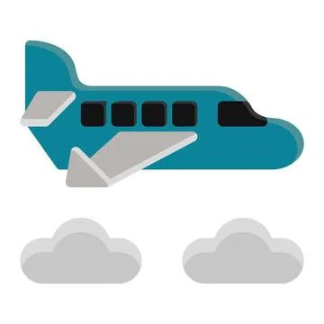 Plane flight icon in Flat Style. Color Fill Stock Illustration