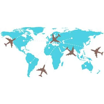 Plane flight map vector, air path plan infographic on white Illustrazione stock