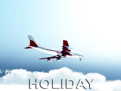 Plane In Flight Over Clouds Stock Illustration