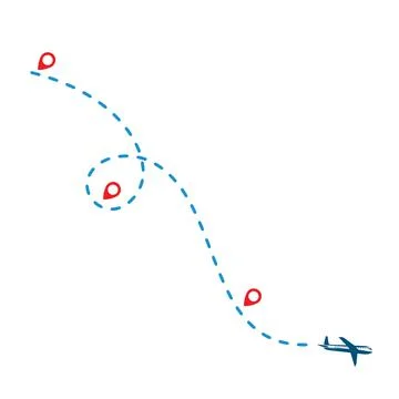 Plane flight route vector illustration Stock Illustration