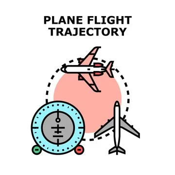 Plane flight trajectory tracking air navigation route Stock Illustration