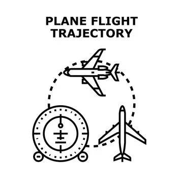 Plane flight trajectory tracking air navigation route Stock Illustration