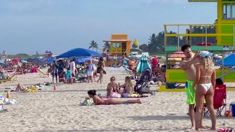 Plane to florida south beach Stock Footage 158418213