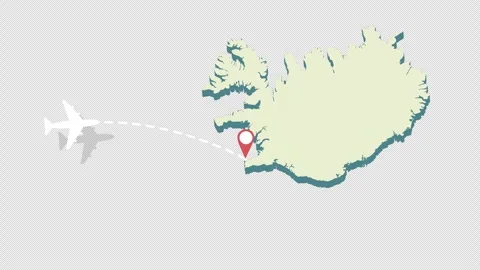 Plane fly to Iceland - animation with map of island, air travel and holiday Stock Footage 279152324