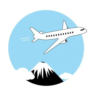 The plane fly over the snow mountain, vector illustration Stock Illustration