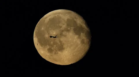 Plane Flyby Full Moon Stock Footage 67344784