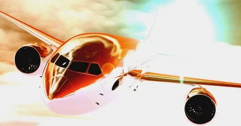 Plane flying. 3D render Stock Illustration